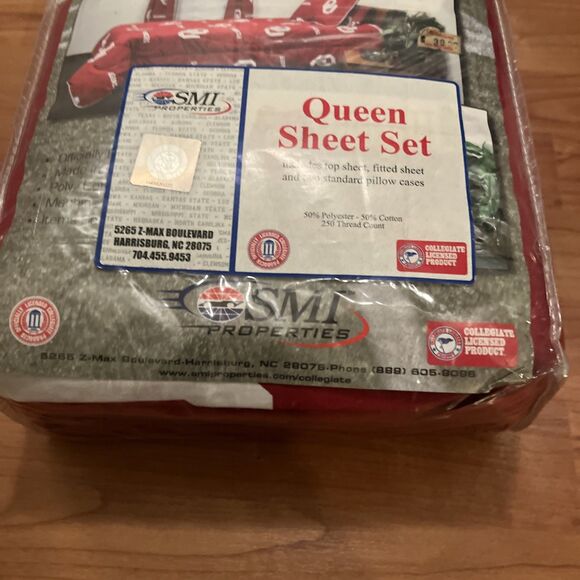 Oklahoma University Sooners 4-Piece Queen Sheet Set Crimson White - Picture 5 of 13